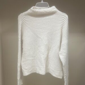 Madewell Cream Striped Cowl Neck Sweater